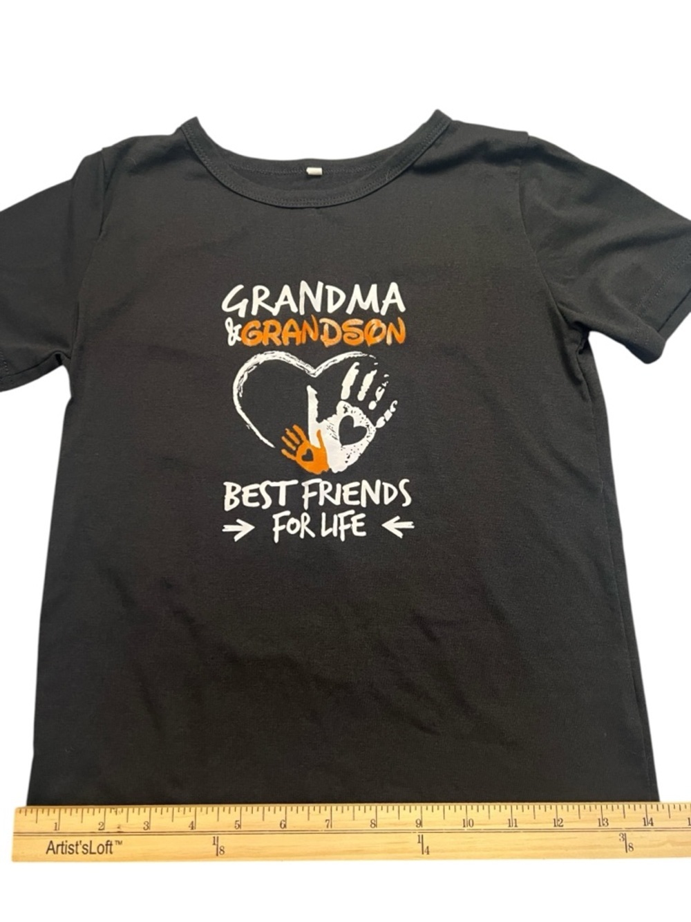 Grandma & Grandson Best Friends Tee Black Kids Shirt Graphic Size 6 Cotton - Picture 7 of 8